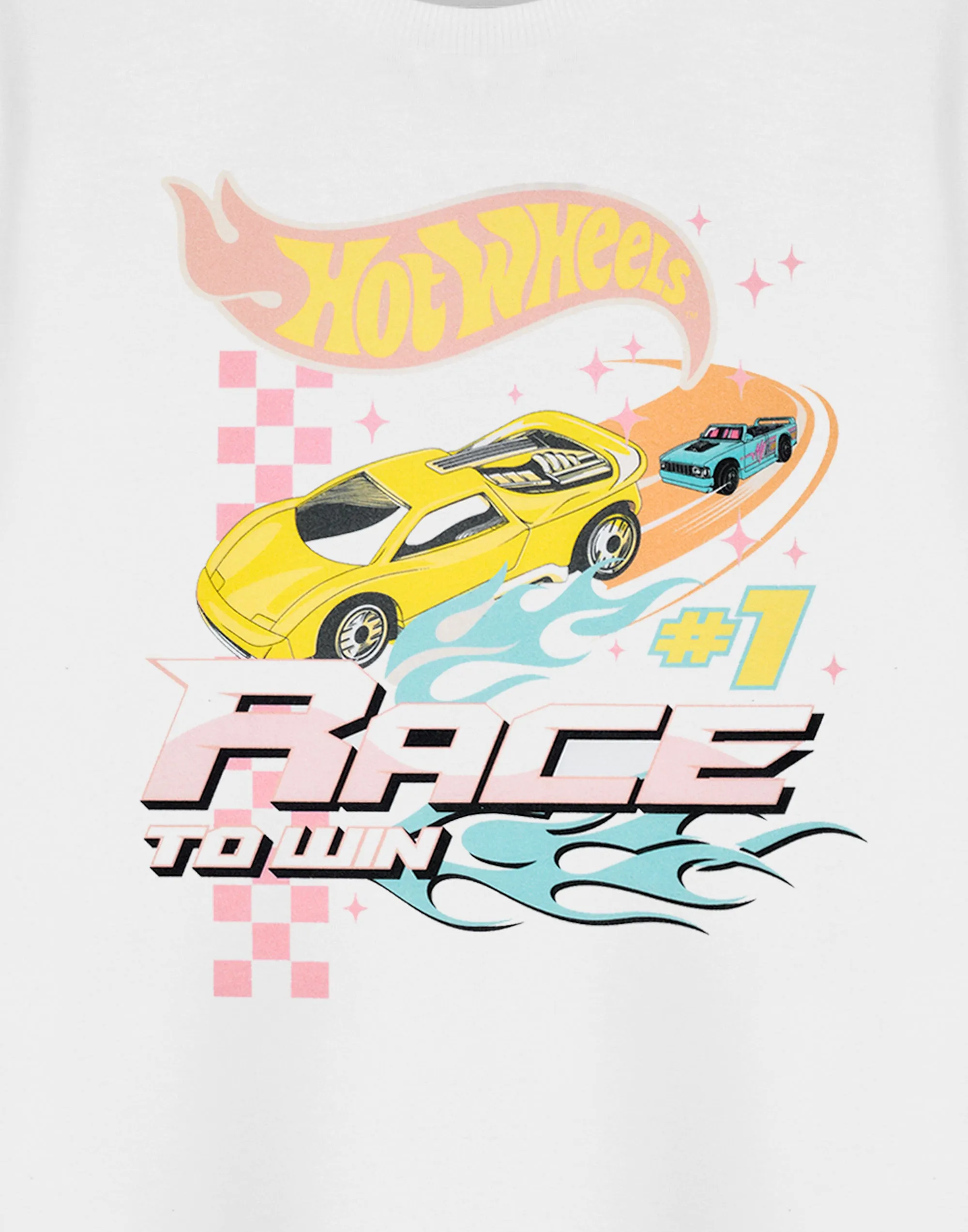 Hot Wheels Race To Win Girls White Short Sleeved T-Shirt