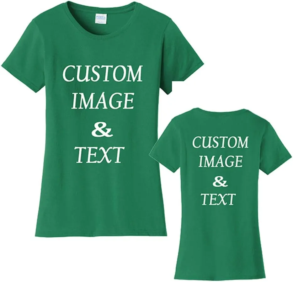 Ladies Customized Fan Tee Shirt, Design Your Own by Uploading Photos, Text, Logos Or Any Design, Custom Gifts