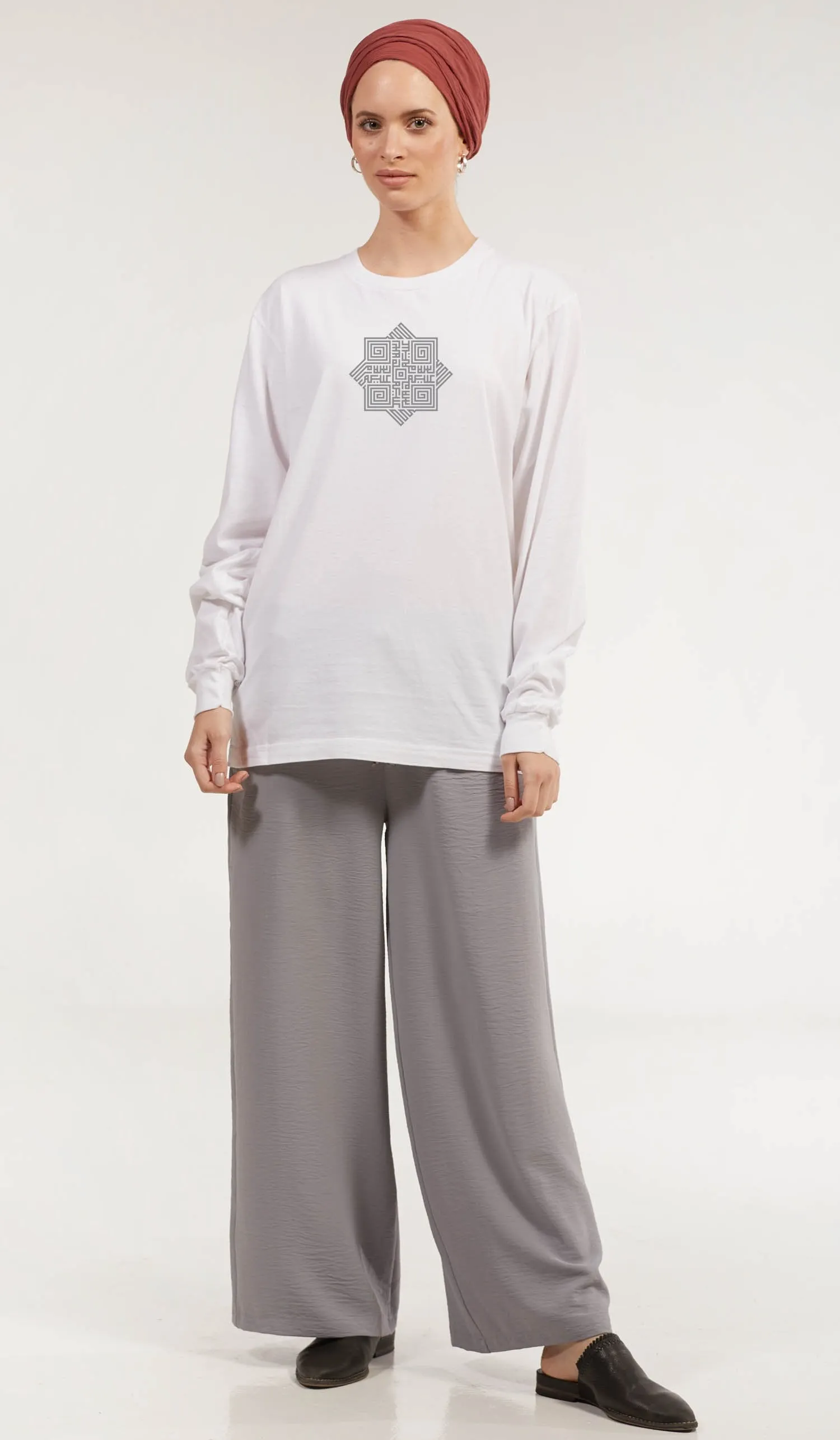 Long Sleeve Unisex T Shirt - Salam - White