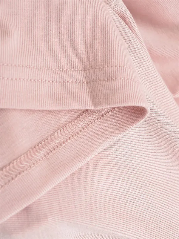 Long Sleeves Skinny Pleated Solid Color Split-Joint V-Neck T-Shirts