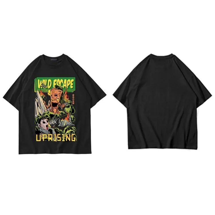 Men T Shirt Hip Hop  Dark Streetwear Tshirt Evil Eye Print Harajuku Summer Short Sleeve T-Shirt Cotton Tops Tees Oversize