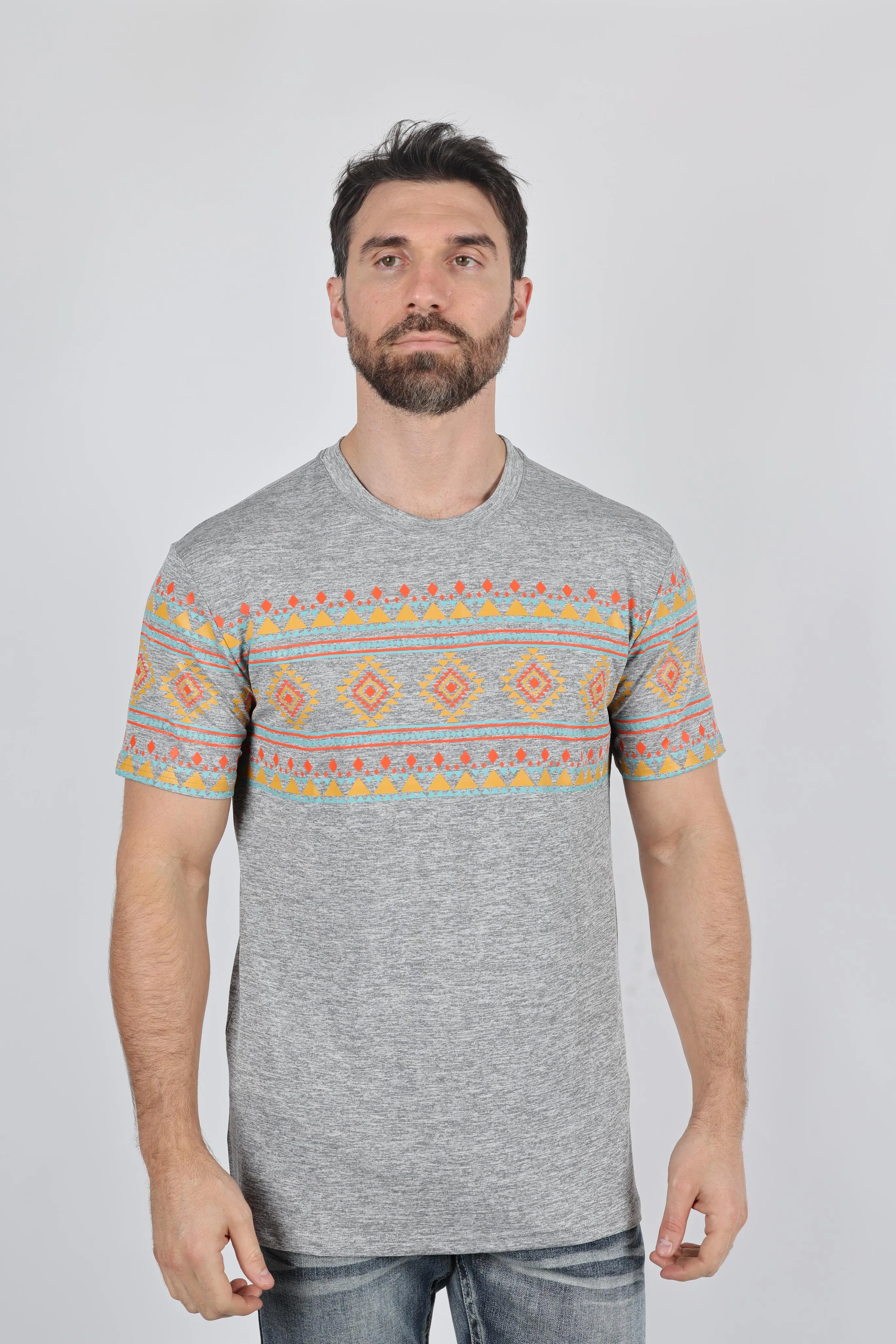 Mens Performance Fabric Modern Fit Stretch Aztec T-Shirt