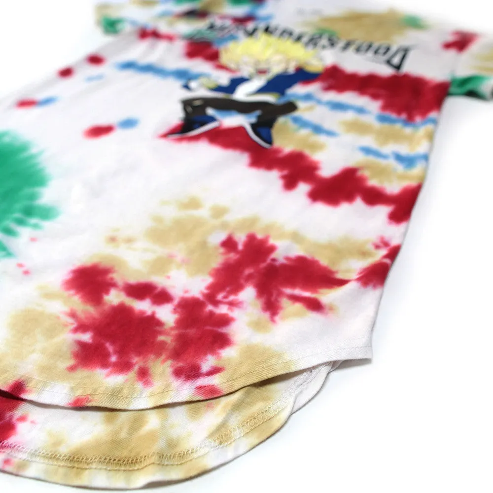 Misunderstood Vegeta 1990s Vintage Tie Dye Curved Hem Tee - Online Only