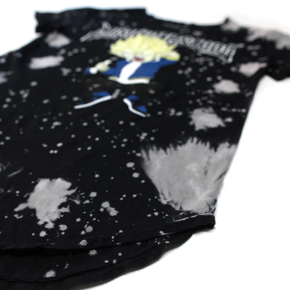 Misunderstood Vegeta Black Vintage Tie Dye Curved Hem Tee
