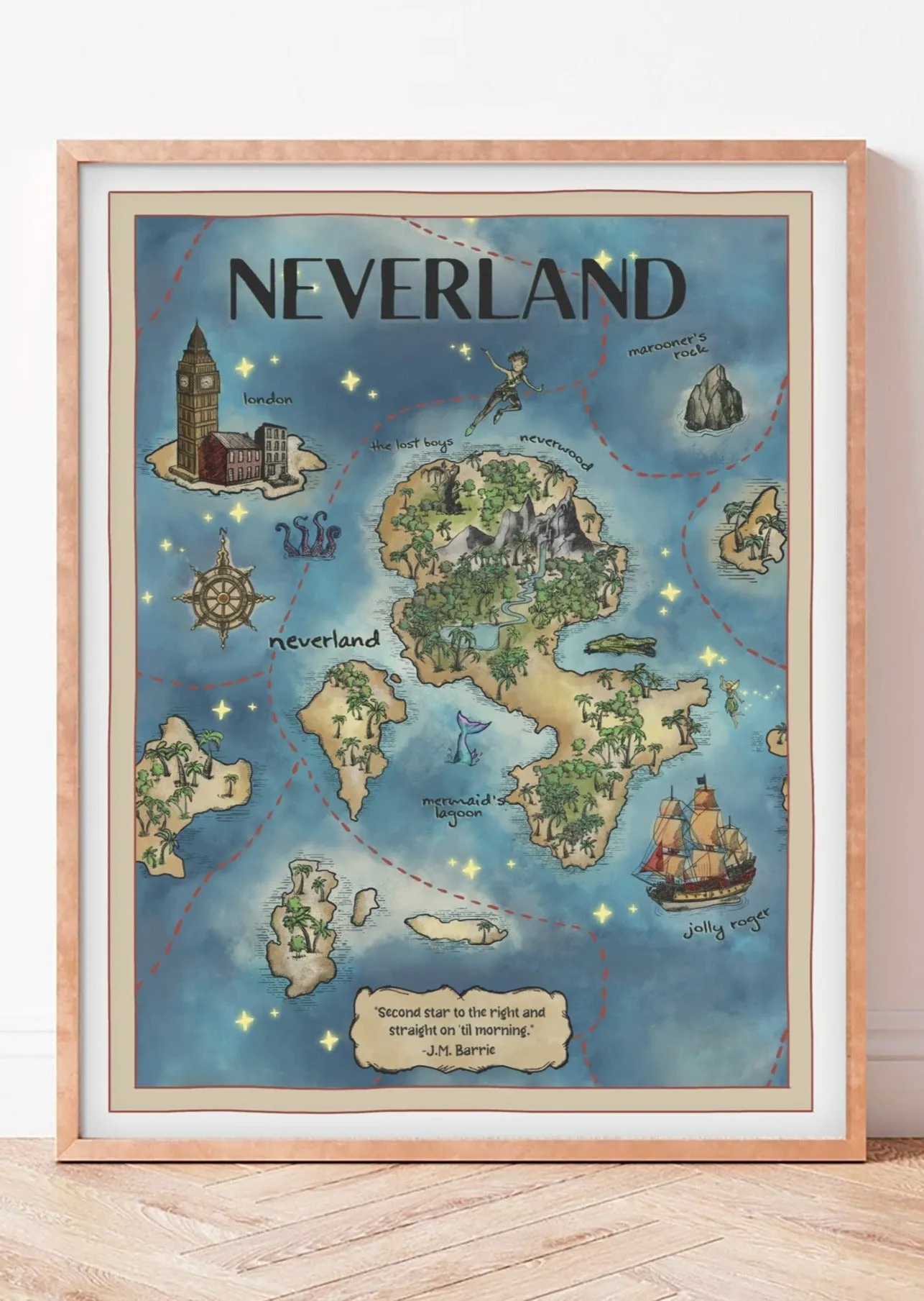 Neverland Map Art Print