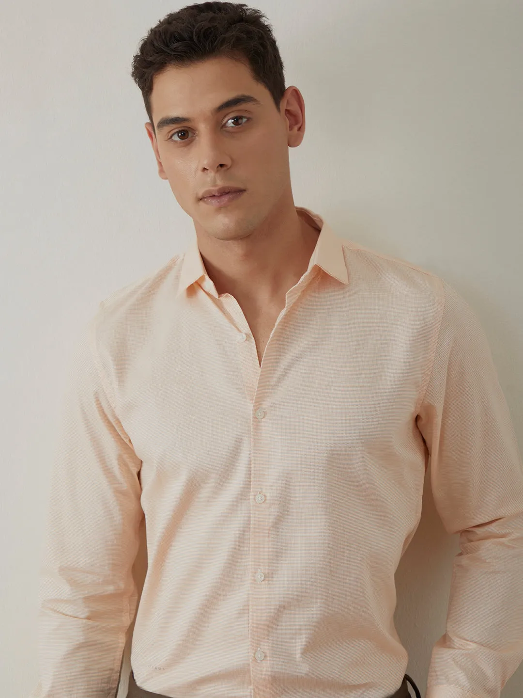 Orange Plain Cotton Shirt