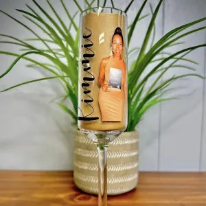 Personalized 6 oz Plastic Champagne Flutes with Photo and Text