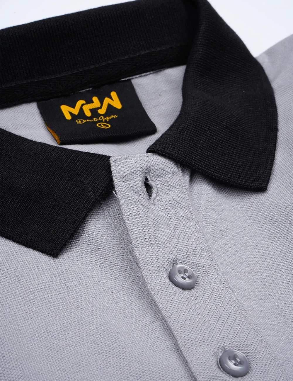 Plain Grey Polo Shirt with Black Contrast Collar