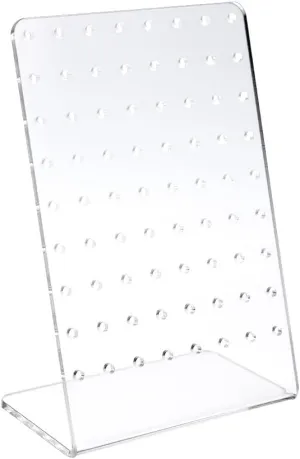 Professional 72-Hole Earring Display Stand - Translucent Jewelry Organizer Rack for Commercial Boutique and Home Storage, Holds 36 Pairs of Studs/Cuffs/Hoops (12x8in, Space-Saving Design)