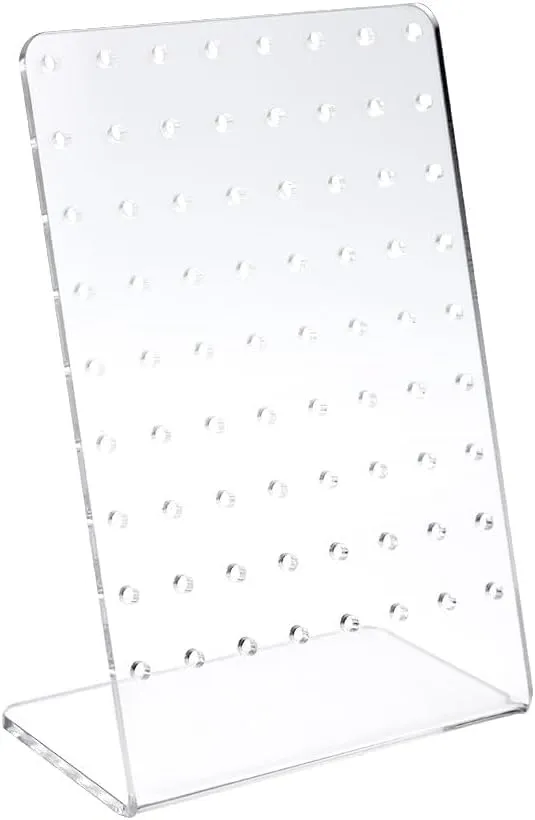 Professional 72-Hole Earring Display Stand - Translucent Jewelry Organizer Rack for Commercial Boutique and Home Storage, Holds 36 Pairs of Studs/Cuffs/Hoops (12x8in, Space-Saving Design)