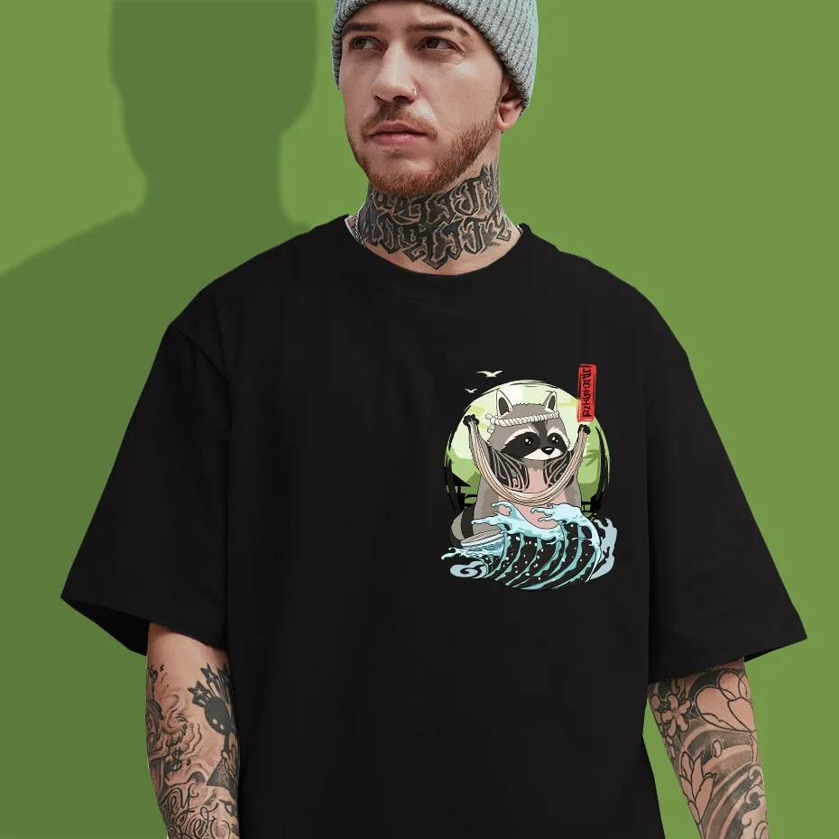 Raccoon T Shirt Normal Short Plaid New Coming O Neck Sweden Tees Design Tops Shirts for Men April FOOL DAY Clothes