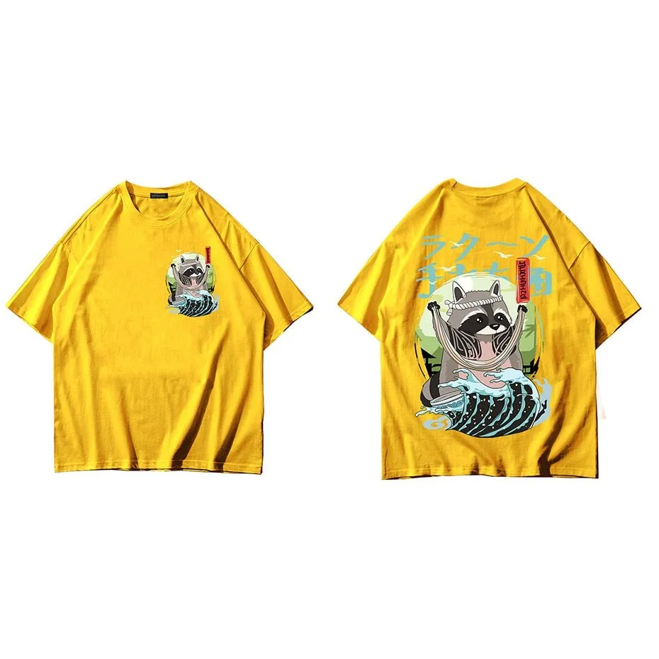 Raccoon T Shirt Normal Short Plaid New Coming O Neck Sweden Tees Design Tops Shirts for Men April FOOL DAY Clothes
