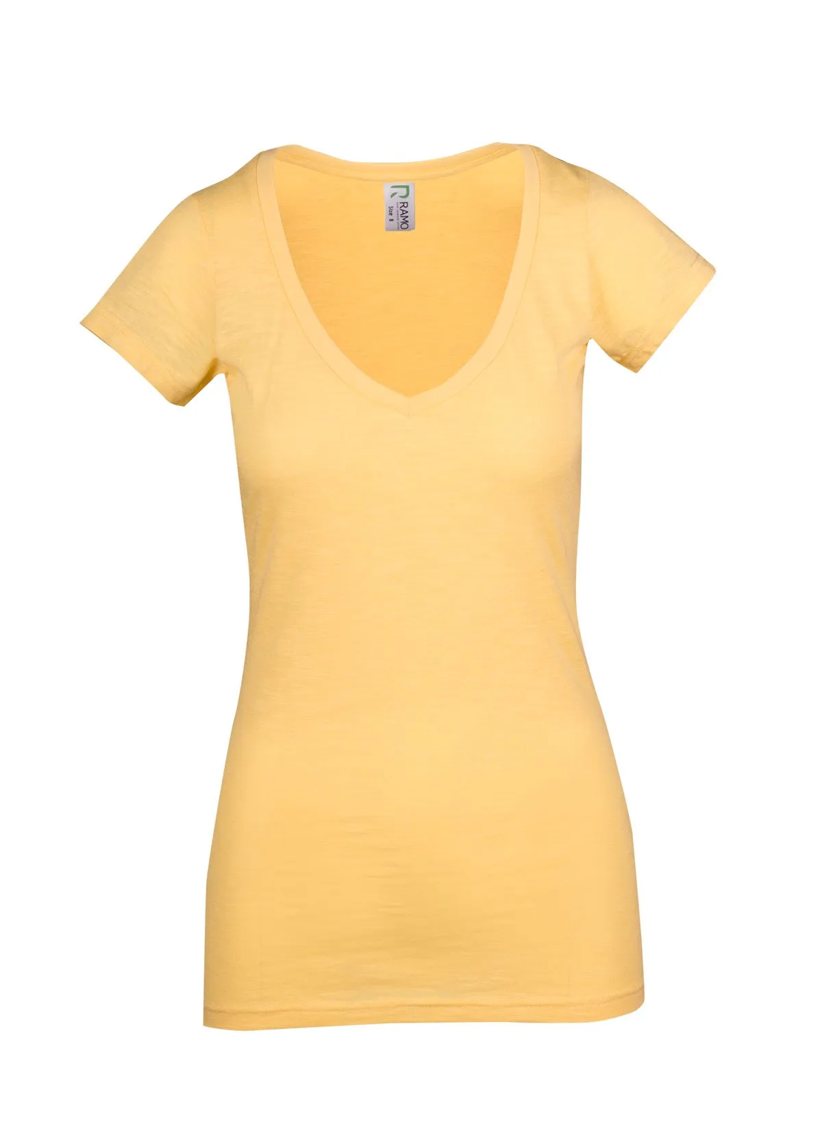 Ramo Ladies Raw Cotton Wave V Neck Tees (T918LD)