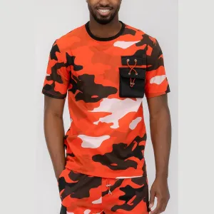 Red Full Camo Toggle T-Shirt