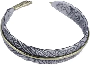 RPY&YT Mens Womens S925 Sterling Silver Feather Cuff Bracelet, Gothic Punk Design Feather Adjustable Charm Bracelet
