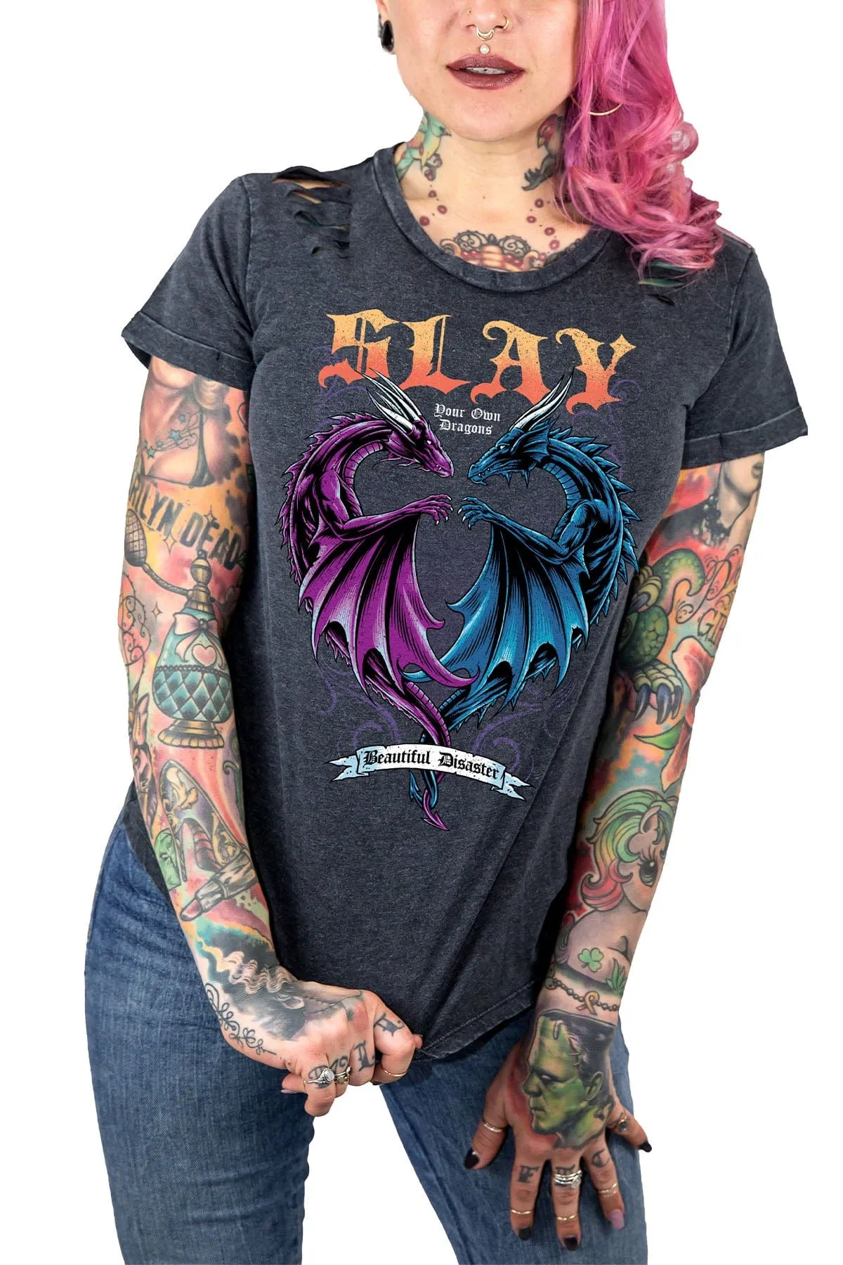 Slay Slashed Shoulder Tee