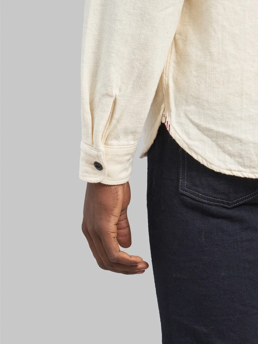 The Flat Head Twill Work Shirt Ivory