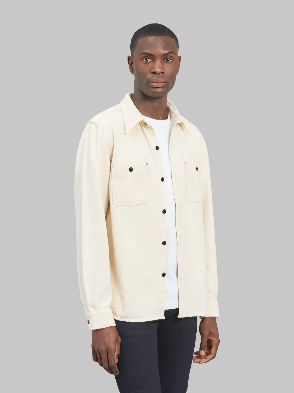 The Flat Head Twill Work Shirt Ivory