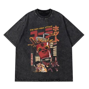 Vintage Washed Tshirts Anime T Shirt Harajuku Oversize Tee Cotton fashion Streetwear unisex top 7 v