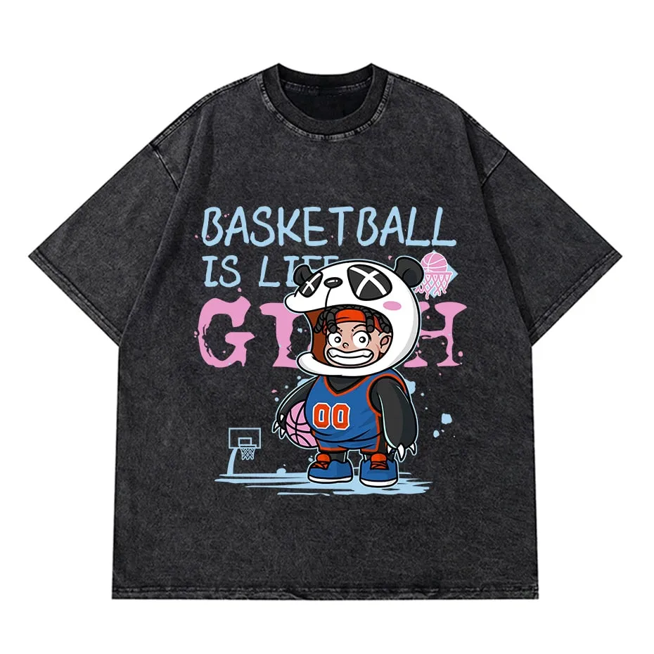 Vintage Washed Tshirts Anime T Shirt Harajuku Oversize Tee Cotton fashion Streetwear unisex top ab76v1