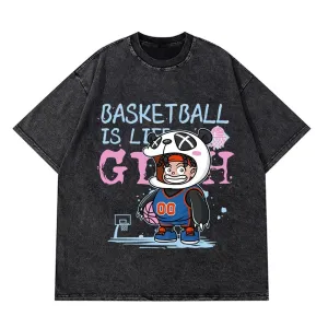 Vintage Washed Tshirts Anime T Shirt Harajuku Oversize Tee Cotton fashion Streetwear unisex top ab76v1