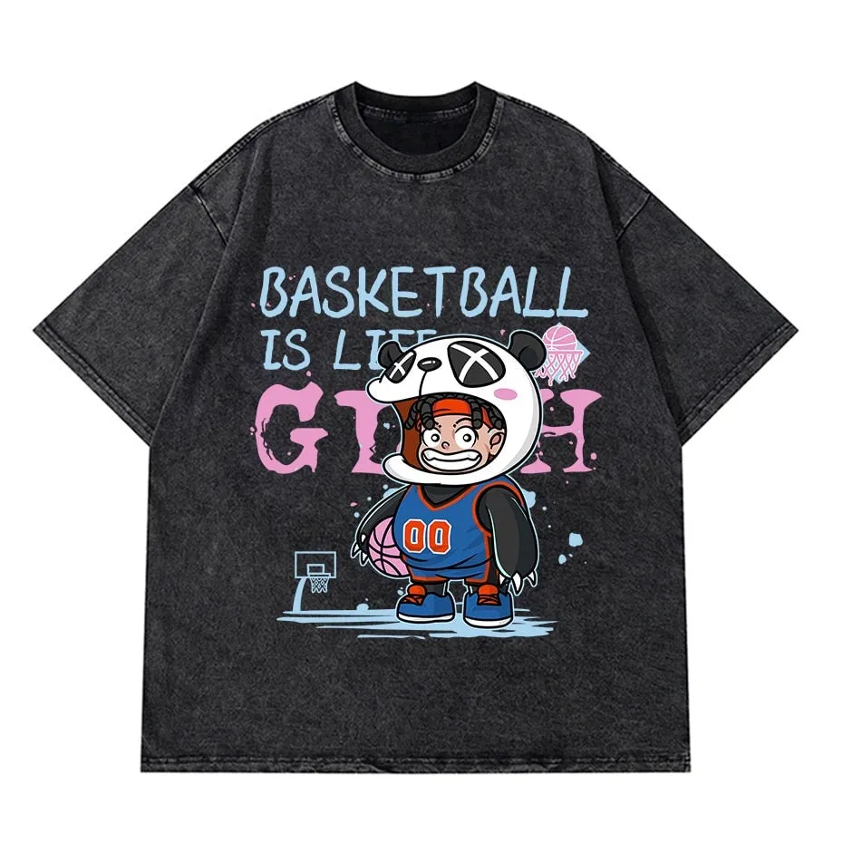 Vintage Washed Tshirts Anime T Shirt Harajuku Oversize Tee Cotton fashion Streetwear unisex top ab76v1