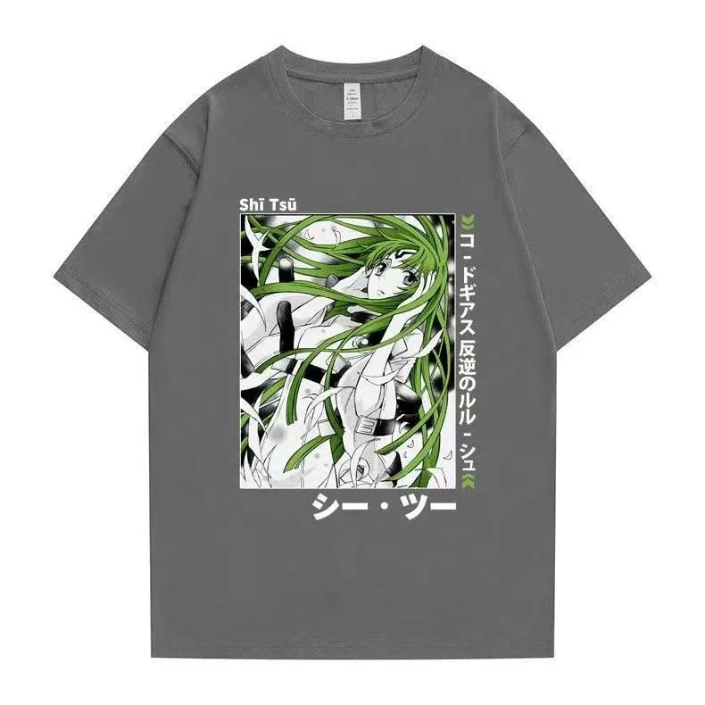 Vintage Washed Tshirts Anime T Shirt Harajuku Oversize Tee Cotton fashion Streetwear unisex top ab76v1