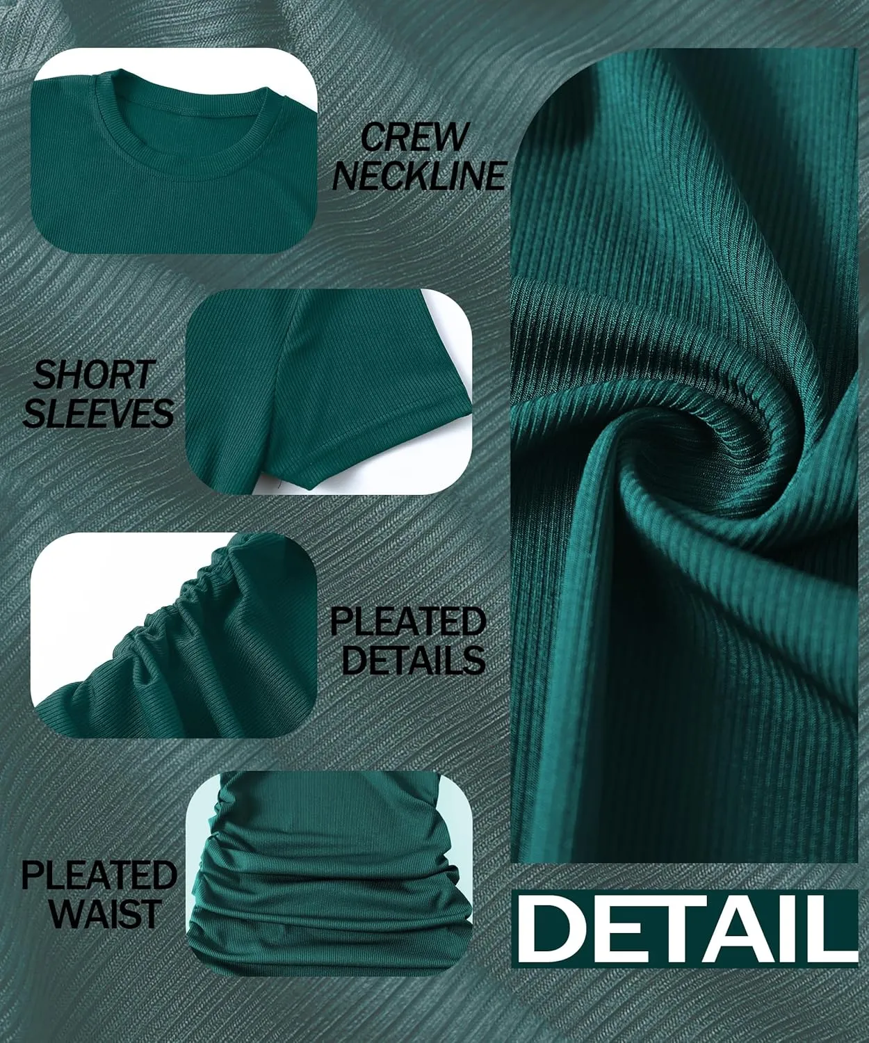 Women Summer T Shirt Casual Dress Crew Neck Wrap Ruched Bodycon Short Sleeve Party Club Midi Sundress