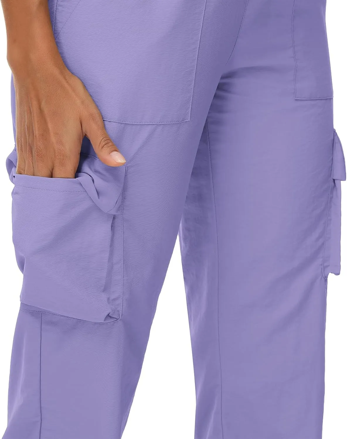 Womens Cargo Joggers Parachute Y2K Pants Lightweight Hiking Travel Scrub Pants Elastic Waist with Drawstring Quick Dry