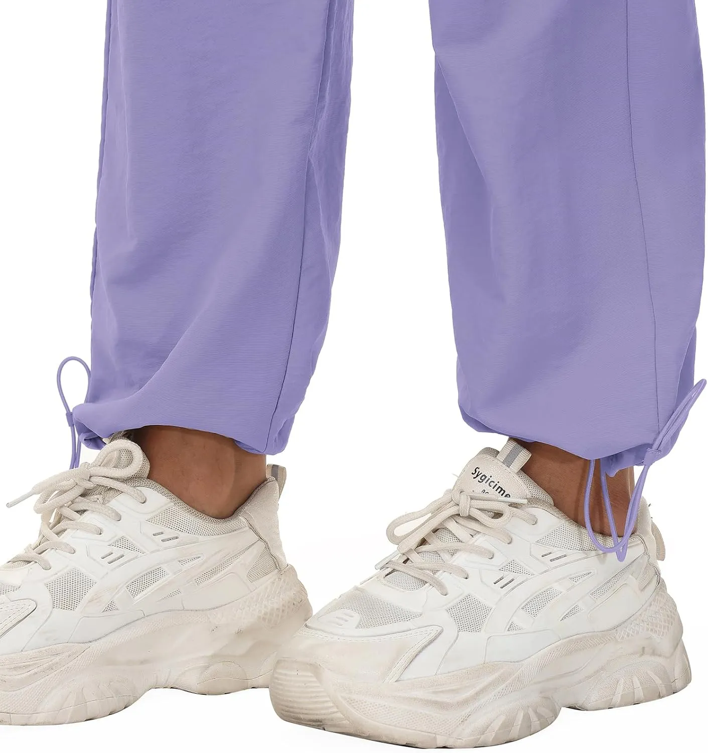 Womens Cargo Joggers Parachute Y2K Pants Lightweight Hiking Travel Scrub Pants Elastic Waist with Drawstring Quick Dry