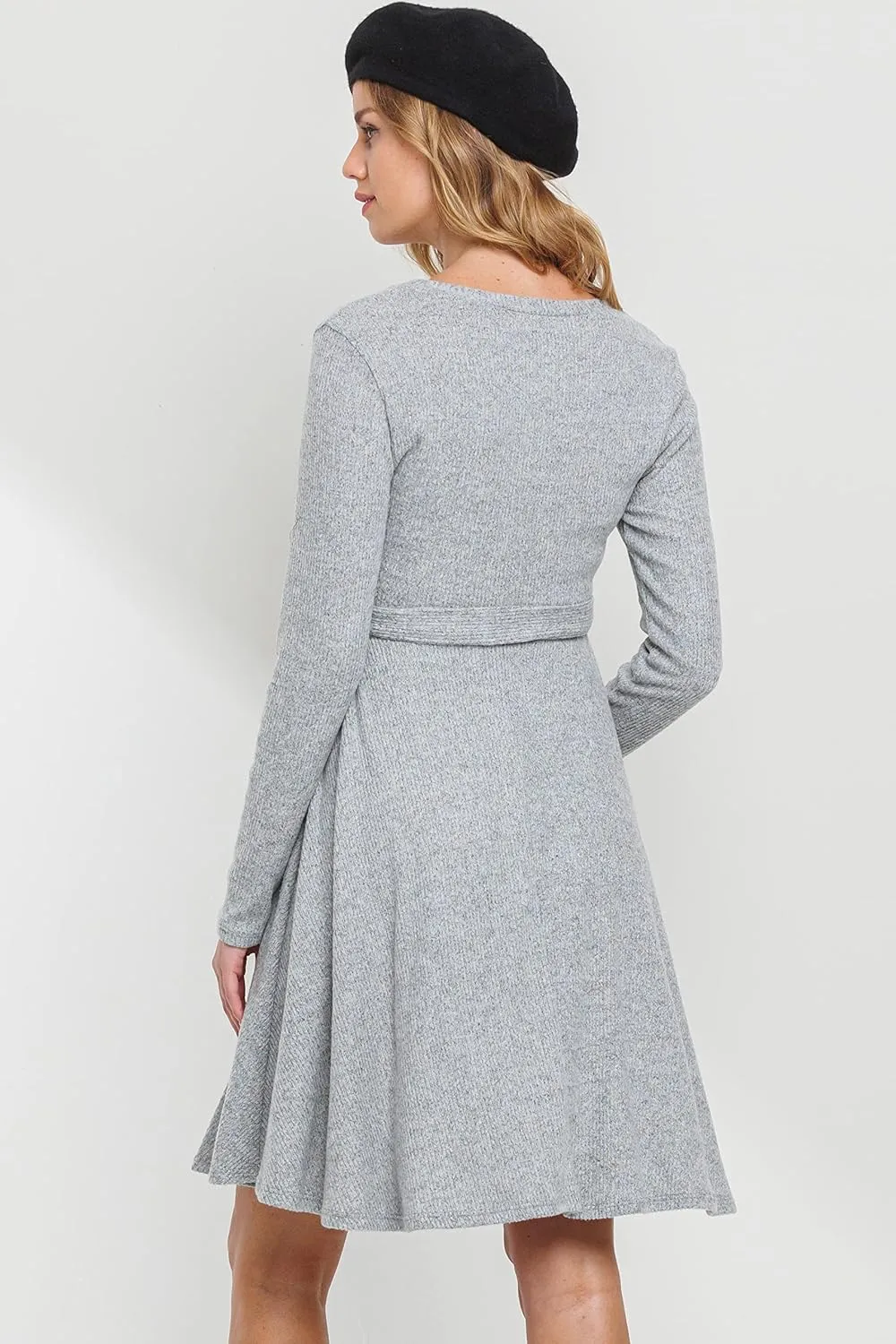Women's Long Sleeve Round Neck Sweater Knit Rib Maternity Dress