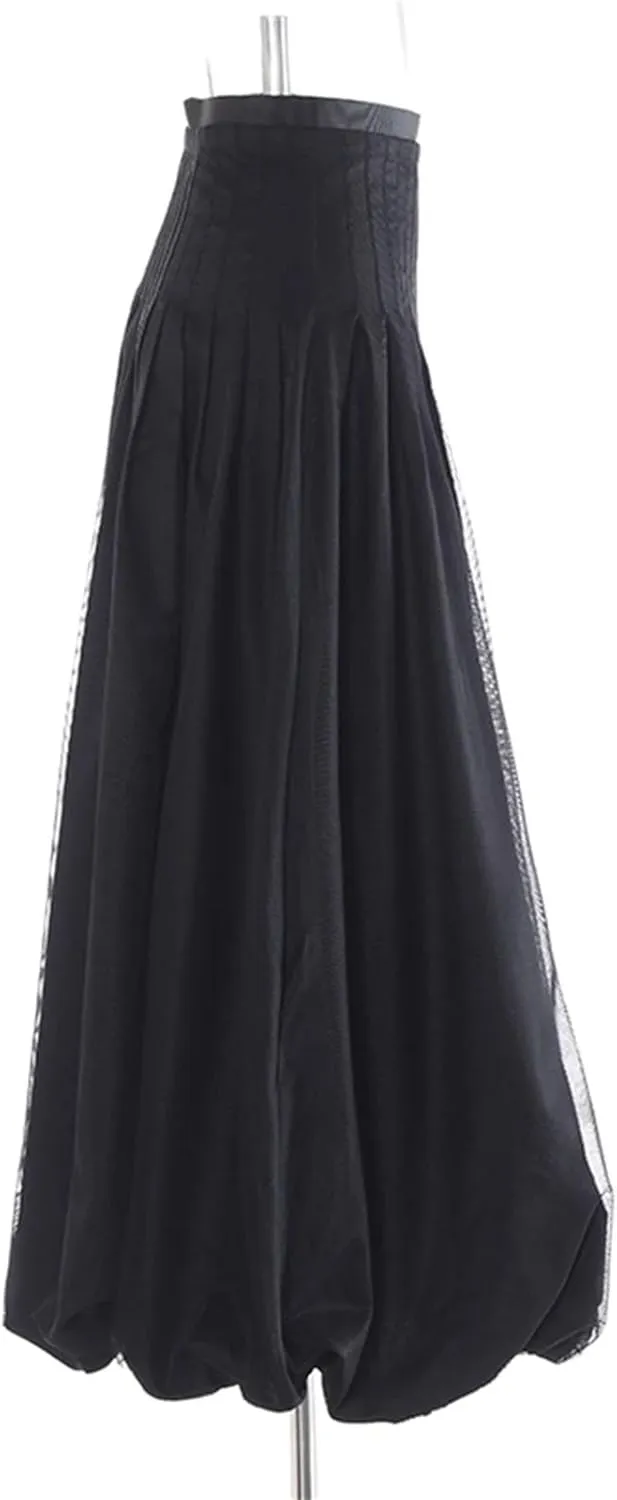 Women's Patchwork Fold Skirt, Casual High Waist Loose Fit Design