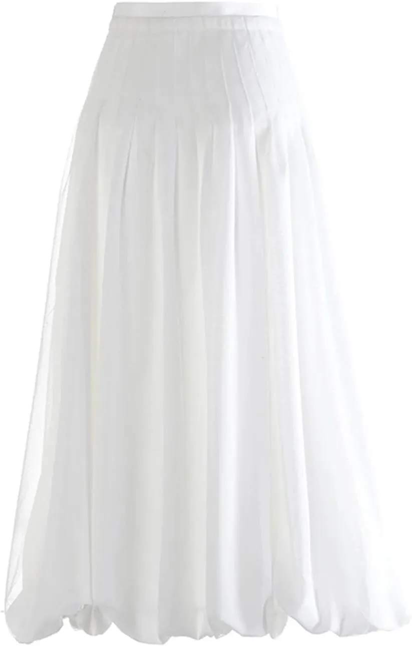 Women's Patchwork Fold Skirt, Casual High Waist Loose Fit Design