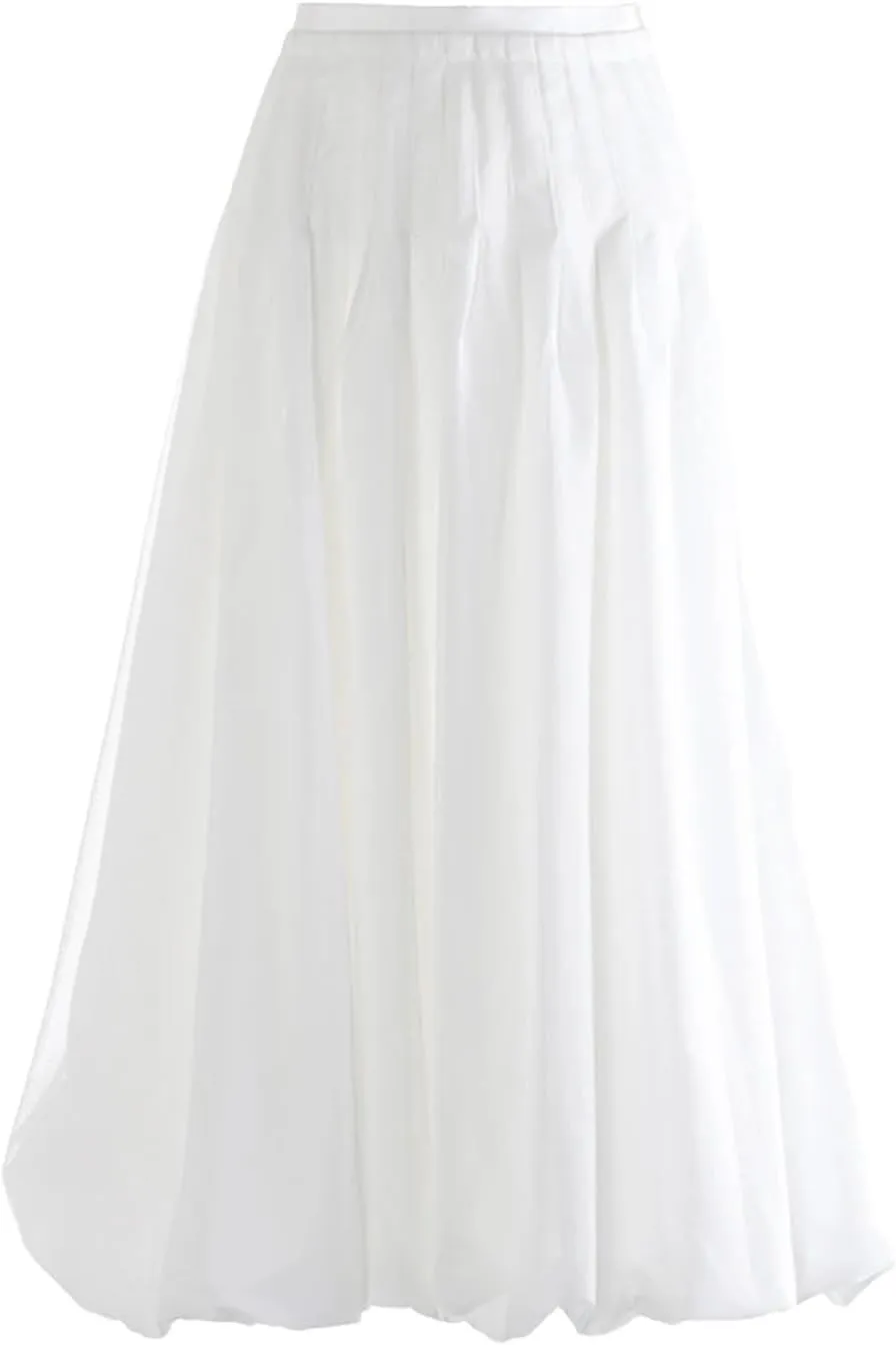Women's Patchwork Fold Skirt, Casual High Waist Loose Fit Design