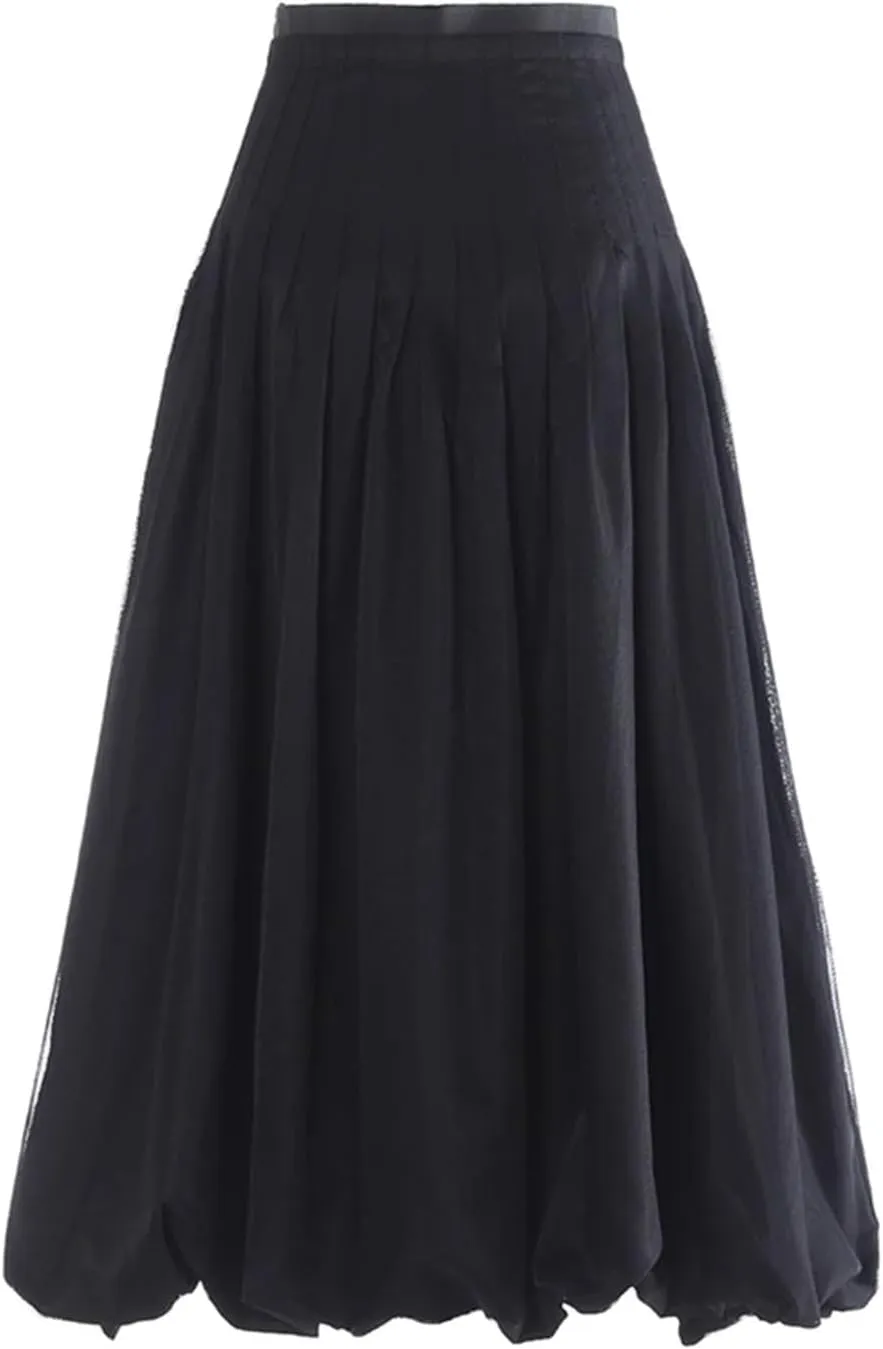 Women's Patchwork Fold Skirt, Casual High Waist Loose Fit Design