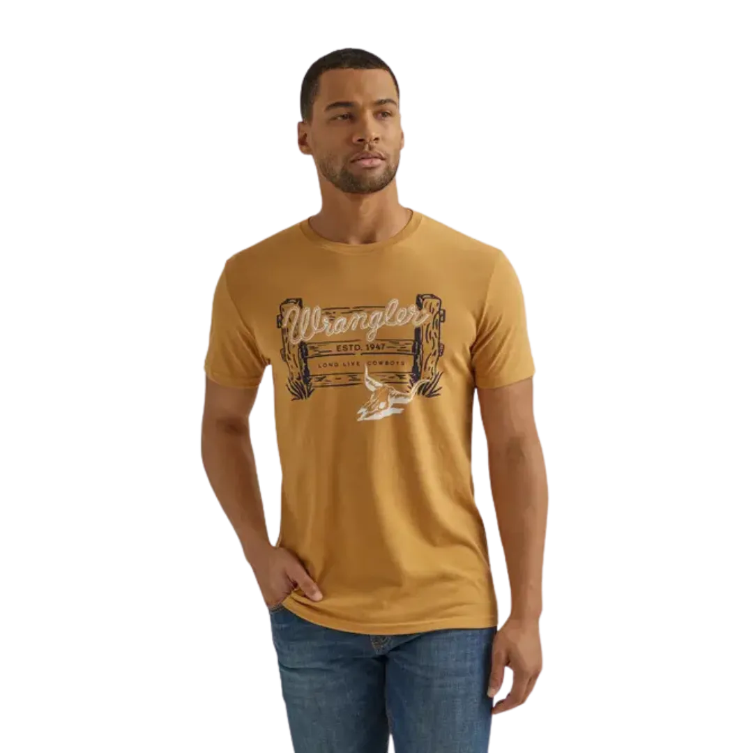 Wrangler Men's Fence Graphic Gold Tee Shirt