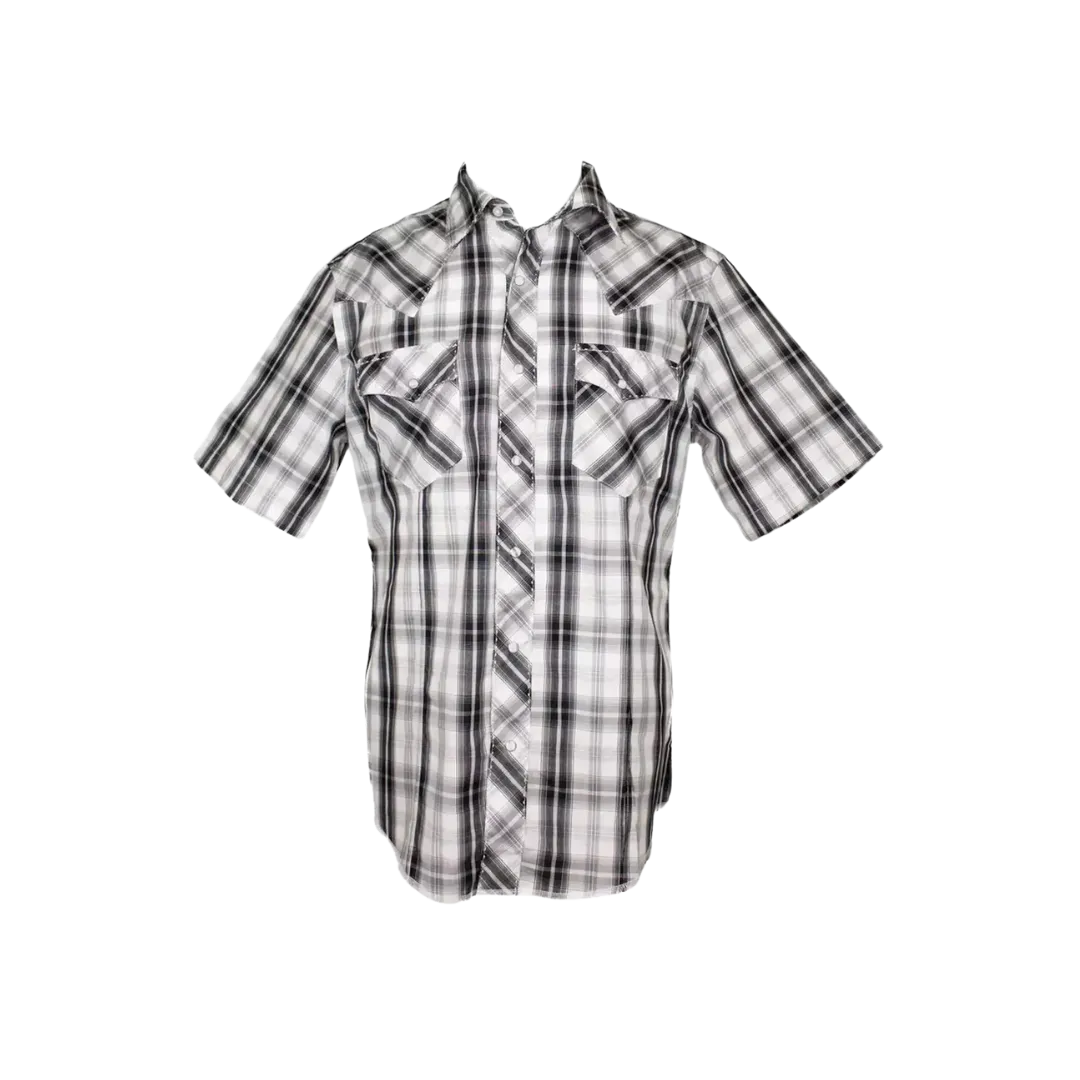 Wrangler Men's Snap Black & White Plaid Shirt