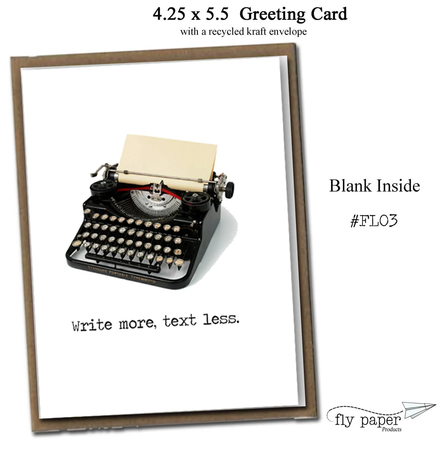 Write more. Text less. Classic Linen Series Greeting Card- Blank Inside
