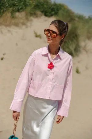 YASLEE Short Silk Shirt with Elegant Pirouette Design
