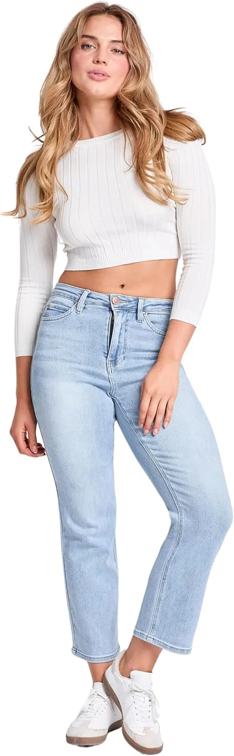 YMI Women's Luxe High Rise Vintage Stretch Straight Leg Jeans, P027160